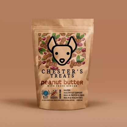 CHESTER'S PEANUT BUTTER & GINGER DOG TREATS FOR NAUSEA, CIRCULATORY SUPPORT